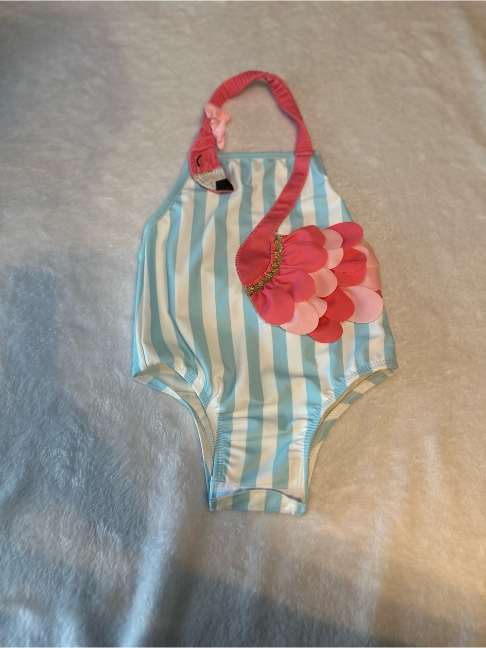 Mud Pie Kids Flamingo One-Piece - Pink & Light Blue Stripes